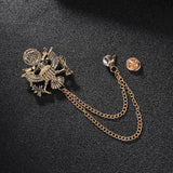Maxbell Men Tassel Chain Brooch Suit Pin Men Suit Decor for Gift Holiday Celebration Antique Aureate