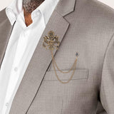 Maxbell Men Tassel Chain Brooch Suit Pin Men Suit Decor for Gift Holiday Celebration Antique Aureate