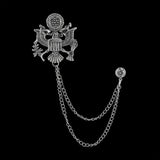 Maxbell Men Tassel Chain Brooch Suit Pin Men Suit Decor for Gift Holiday Celebration Antique Argent