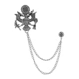 Maxbell Men Tassel Chain Brooch Suit Pin Men Suit Decor for Gift Holiday Celebration Antique Argent