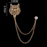 Maxbell Retro Lion Brooch Jewelry Chain Tassel Brooch for Tuxedo Women Men Aureate