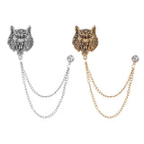 Maxbell Retro Lion Brooch Jewelry Chain Tassel Brooch for Tuxedo Women Men Aureate