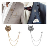 Maxbell Retro Lion Brooch Jewelry Chain Tassel Brooch for Tuxedo Women Men Aureate