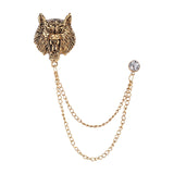 Maxbell Retro Lion Brooch Jewelry Chain Tassel Brooch for Tuxedo Women Men Aureate