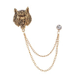 Maxbell Retro Lion Brooch Jewelry Chain Tassel Brooch for Tuxedo Women Men Aureate