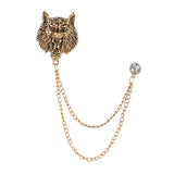 Maxbell Retro Lion Brooch Jewelry Chain Tassel Brooch for Tuxedo Women Men Aureate