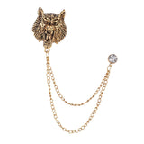 Maxbell Retro Lion Brooch Jewelry Chain Tassel Brooch for Tuxedo Women Men Aureate
