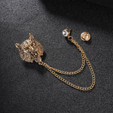 Maxbell Retro Lion Brooch Jewelry Chain Tassel Brooch for Tuxedo Women Men Aureate