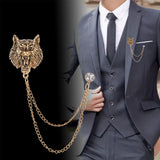 Maxbell Retro Lion Brooch Jewelry Chain Tassel Brooch for Tuxedo Women Men Aureate