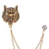 Maxbell Retro Lion Brooch Jewelry Chain Tassel Brooch for Tuxedo Women Men Aureate