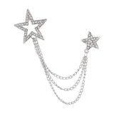 Maxbell Star Brooch Wedding Brooch Pin Hanging Chains Jewelry Suit Brooch with Chain