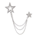 Maxbell Star Brooch Wedding Brooch Pin Hanging Chains Jewelry Suit Brooch with Chain