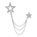 Maxbell Star Brooch Wedding Brooch Pin Hanging Chains Jewelry Suit Brooch with Chain