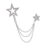 Maxbell Star Brooch Wedding Brooch Pin Hanging Chains Jewelry Suit Brooch with Chain