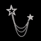 Maxbell Star Brooch Wedding Brooch Pin Hanging Chains Jewelry Suit Brooch with Chain