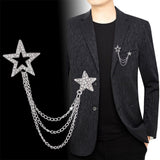 Maxbell Star Brooch Wedding Brooch Pin Hanging Chains Jewelry Suit Brooch with Chain