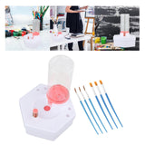Maxbell Paint Brush Cleaner Rinse Cup Brush Rinsers for Oil Painting Artists Writing Pink with 6 Brushes