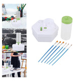 Maxbell Paint Brush Cleaner Rinse Cup Brush Rinsers for Oil Painting Artists Writing Green with 6 Brushes