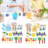 Maxbell 32x Kids Painting Brushes Set Washable Sponge Paint Brush Set Children Gifts Blue