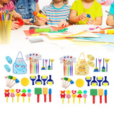 Maxbell 32x Kids Painting Brushes Set Washable Sponge Paint Brush Set Children Gifts Blue