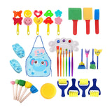 Maxbell 32x Kids Painting Brushes Set Washable Sponge Paint Brush Set Children Gifts Blue