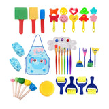 Maxbell 32x Kids Painting Brushes Set Washable Sponge Paint Brush Set Children Gifts Blue