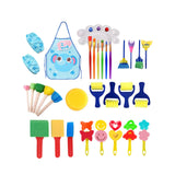Maxbell 32x Kids Painting Brushes Set Washable Sponge Paint Brush Set Children Gifts Blue