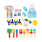 Maxbell 32x Kids Painting Brushes Set Washable Sponge Paint Brush Set Children Gifts Blue