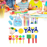 Maxbell 32x Kids Painting Brushes Set Washable Sponge Paint Brush Set Children Gifts Blue