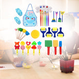 Maxbell 32x Kids Painting Brushes Set Washable Sponge Paint Brush Set Children Gifts Blue