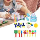 Maxbell 32x Kids Painting Brushes Set Washable Sponge Paint Brush Set Children Gifts Blue