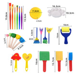 Maxbell 32x Kids Painting Brushes Set Washable Sponge Paint Brush Set Children Gifts Yellow