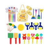 Maxbell 32x Kids Painting Brushes Set Washable Sponge Paint Brush Set Children Gifts Yellow