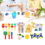 Maxbell 32x Kids Painting Brushes Set Washable Sponge Paint Brush Set Children Gifts Yellow