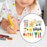 Maxbell 32x Kids Painting Brushes Set Washable Sponge Paint Brush Set Children Gifts Yellow