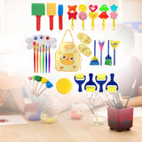 Maxbell 32x Kids Painting Brushes Set Washable Sponge Paint Brush Set Children Gifts Yellow