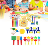 Maxbell 32x Kids Painting Brushes Set Washable Sponge Paint Brush Set Children Gifts Yellow