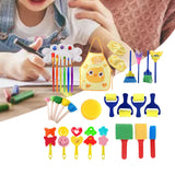 Maxbell 32x Kids Painting Brushes Set Washable Sponge Paint Brush Set Children Gifts Yellow