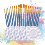 Maxbell 25Pcs Paint Brushes Palette Set Acrylic Watercolor Oil Painting Tool Writing