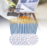 Maxbell 25Pcs Paint Brushes Palette Set Acrylic Watercolor Oil Painting Tool Writing