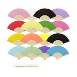 Maxbell 16 Pieces Handheld Paper Fans Blank Handheld Folded Fan for Church Wall Home Multicolor