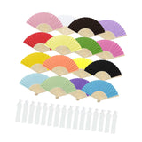 Maxbell 16 Pieces Handheld Paper Fans Blank Handheld Folded Fan for Church Wall Home Multicolor