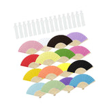 Maxbell 16 Pieces Handheld Paper Fans Blank Handheld Folded Fan for Church Wall Home Multicolor