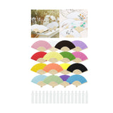 Maxbell 16 Pieces Handheld Paper Fans Blank Handheld Folded Fan for Church Wall Home Multicolor