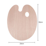 Maxbell Wood Painting Palette Board Beginners DIY Watercolor Paint Color Mixing Tray Oval 24x30cm