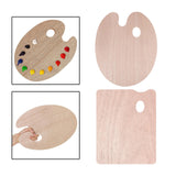 Maxbell Wood Painting Palette Board Beginners DIY Watercolor Paint Color Mixing Tray Oval 24x30cm