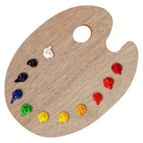 Maxbell Wood Painting Palette Board Beginners DIY Watercolor Paint Color Mixing Tray Oval 24x30cm