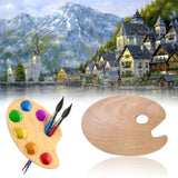 Maxbell Wood Painting Palette Board Beginners DIY Watercolor Paint Color Mixing Tray Oval 24x30cm