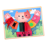 6 in 1 Montessori Learn to Dress Boards Early Basic Life Skills Training Cat Board Toys - Zip, Snap, Button, Buckle, Lace & Tie Baby Kids Educational - Aladdin Shoppers