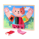 6 in 1 Montessori Learn to Dress Boards Early Basic Life Skills Training Cat Board Toys - Zip, Snap, Button, Buckle, Lace & Tie Baby Kids Educational - Aladdin Shoppers